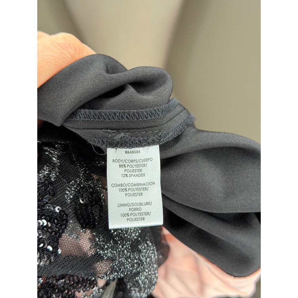 JS COLLECTIONS Jumpsuit Black Blush Sequin Lace Wide Leg Women's Size 8 NEW - Picture 8 of 10